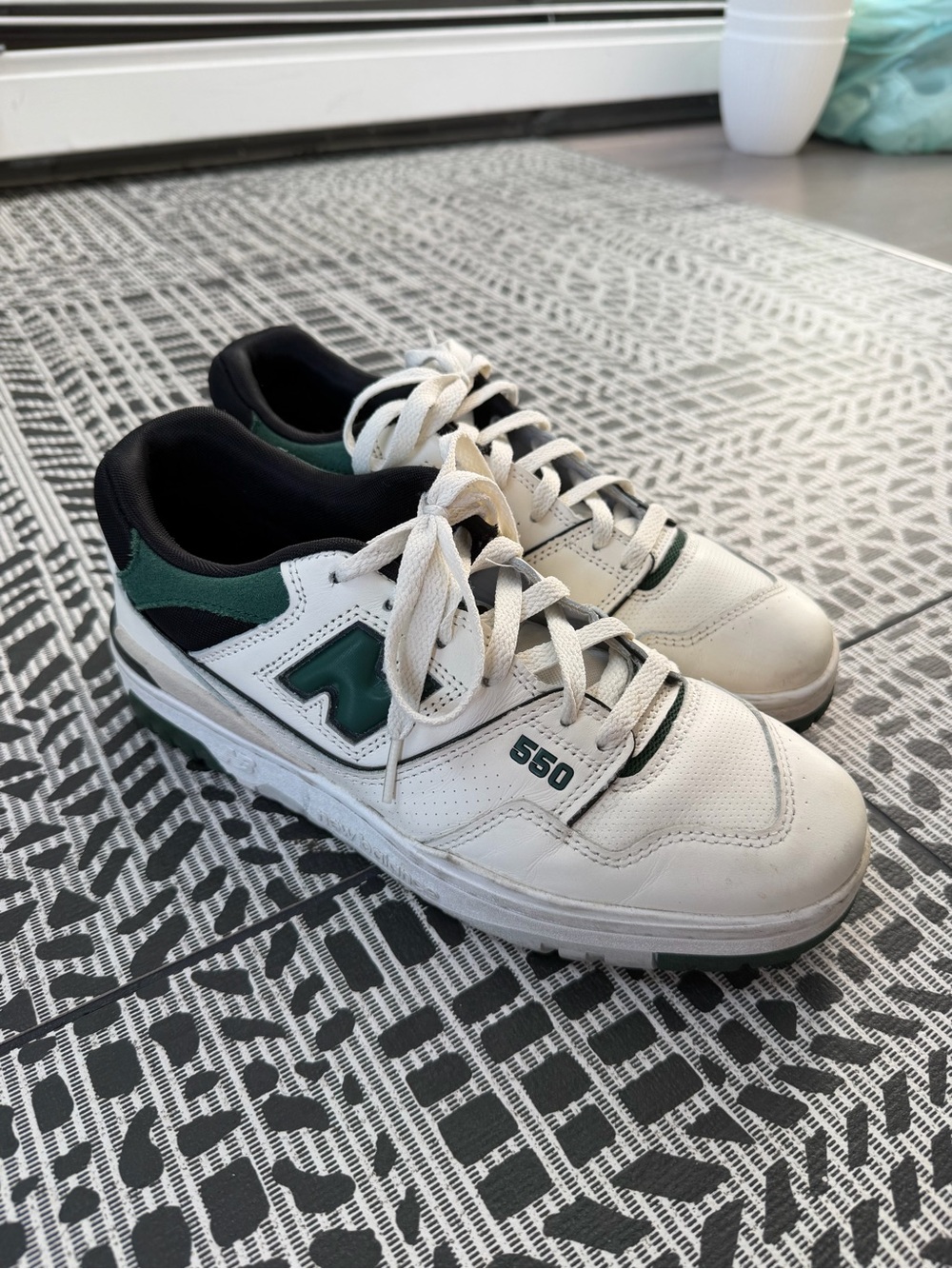 New Balance 550 Unisex Leather Sneakers in White and Green